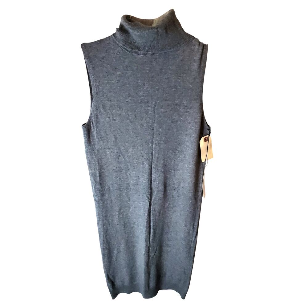 One Grey Day Heather Gray Sleeveless Turtleneck Dress, NWT, Small